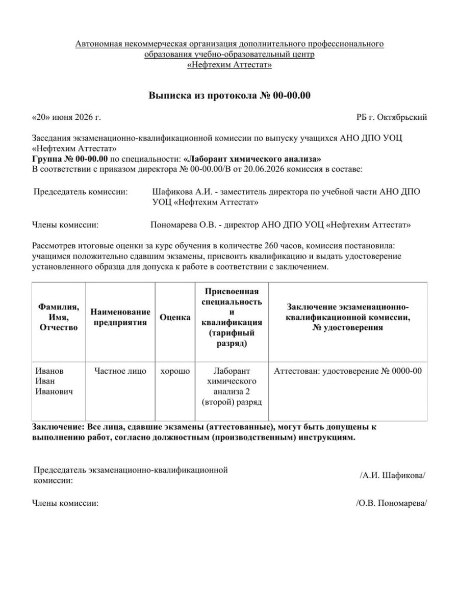 Выписка из протокола — образец