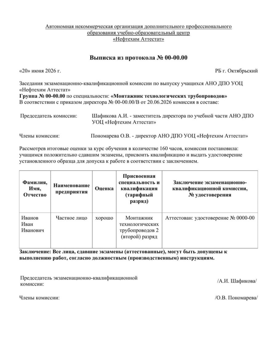 Выписка из протокола — образец