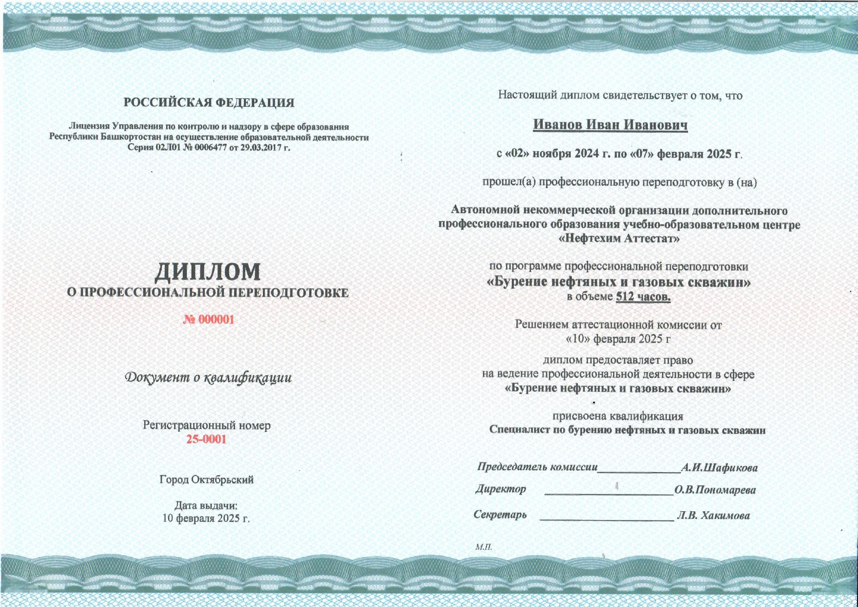 Образец удостоверения ПК