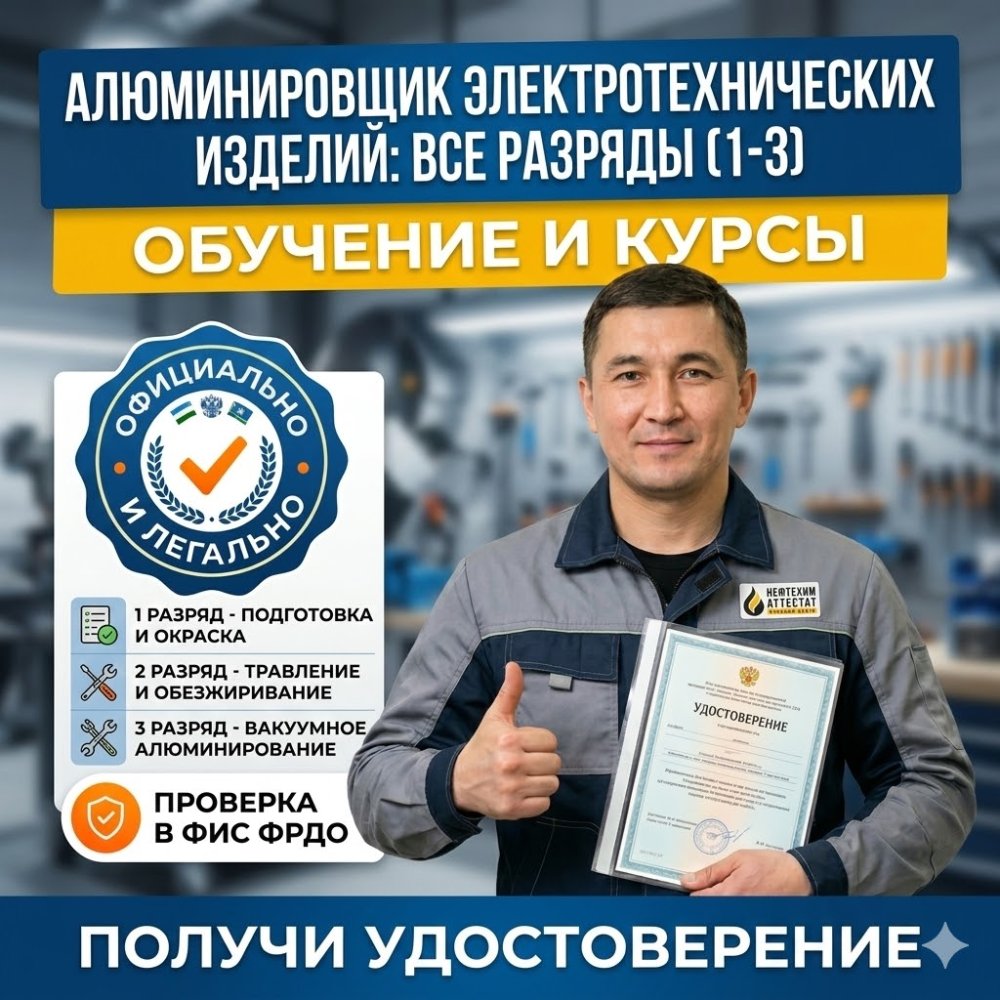 Получи удостоверение алюминировщика электротехнических изделий в Новокузнецке