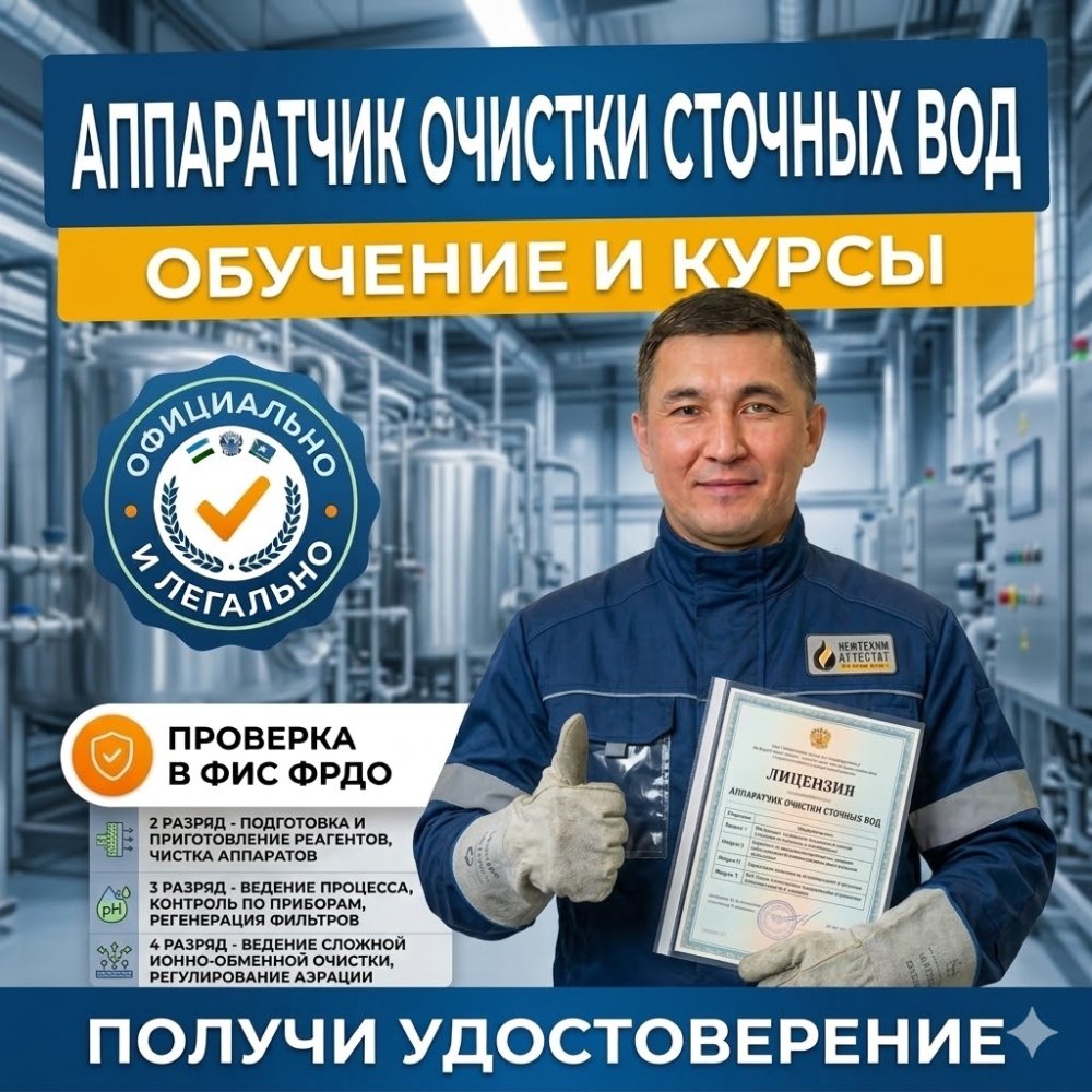 Получи удостоверение аппаратчика очистки сточных вод в Новокузнецке