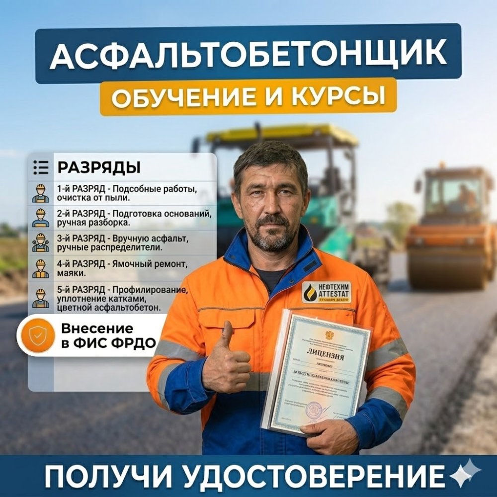 Получи удостоверение асфальтобетонщика в Новокузнецке