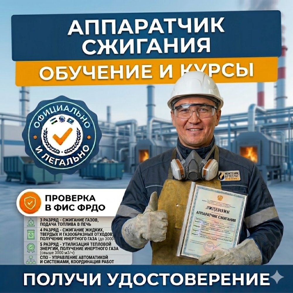 Получи удостоверение аппаратчика сжигания в Новокузнецке