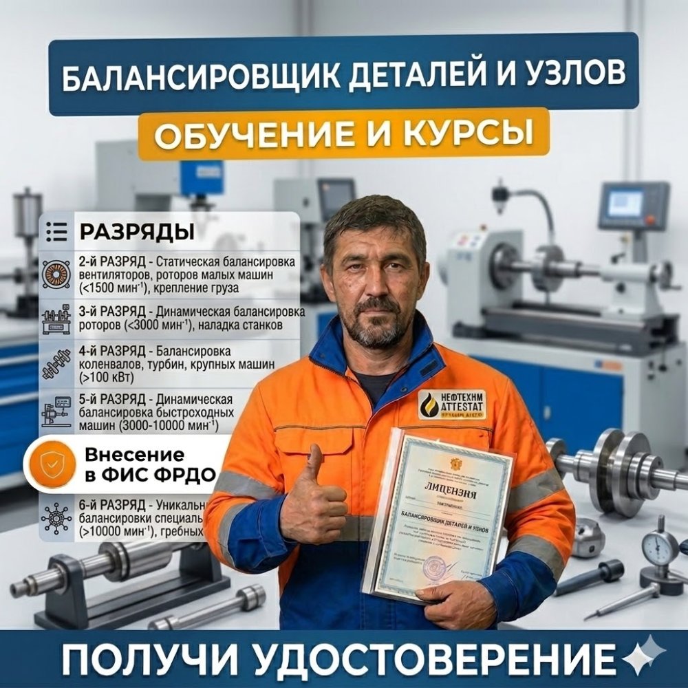 Получи удостоверение балансировщика деталей и узлов в Новокузнецке