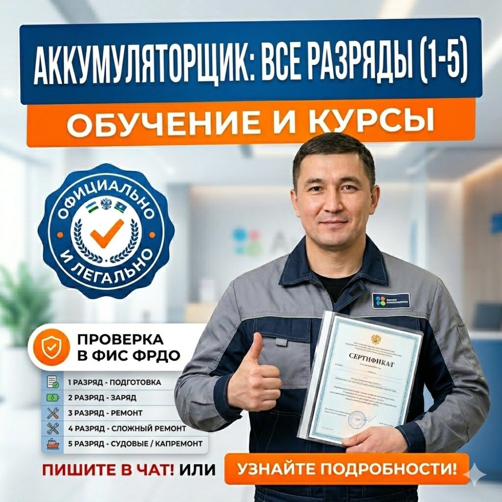 Получи удостоверение аккумуляторщика в Губкине