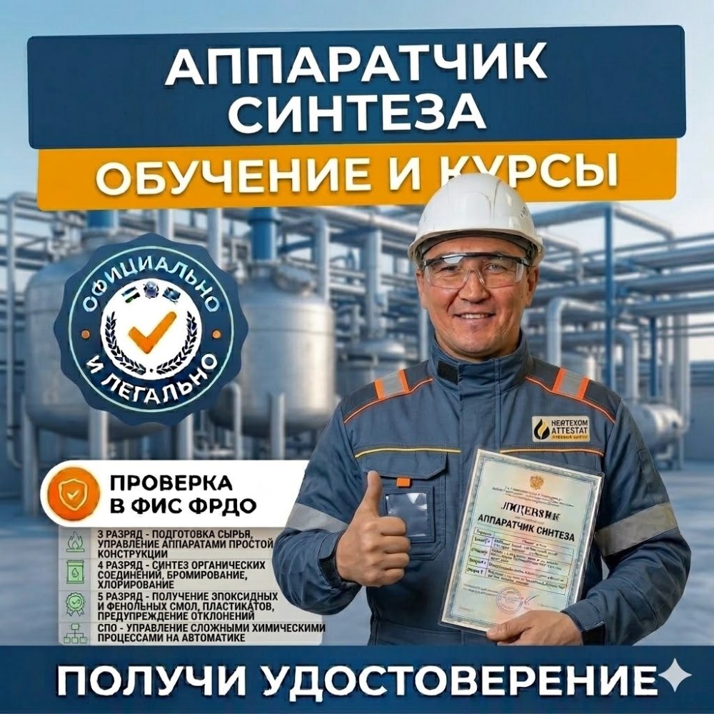 Получи удостоверение аппаратчика синтеза в Новокузнецке