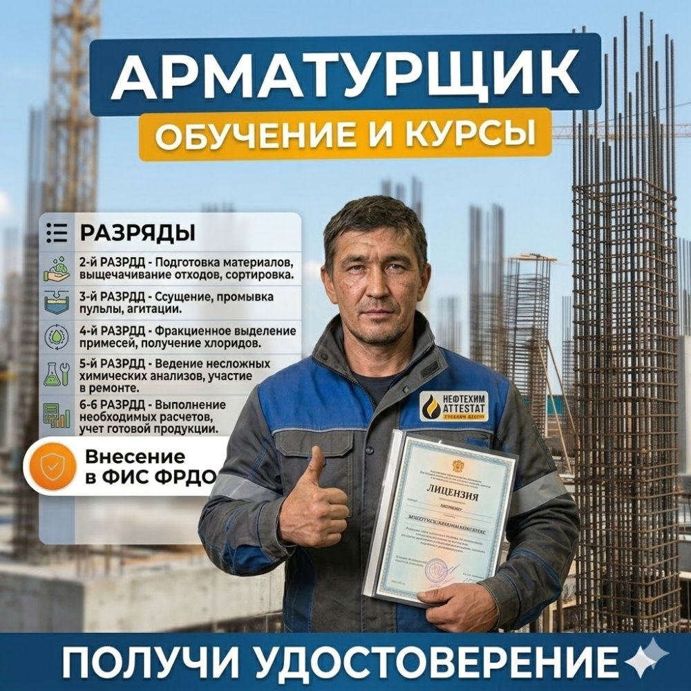 Получи удостоверение арматурщика в Новокузнецке