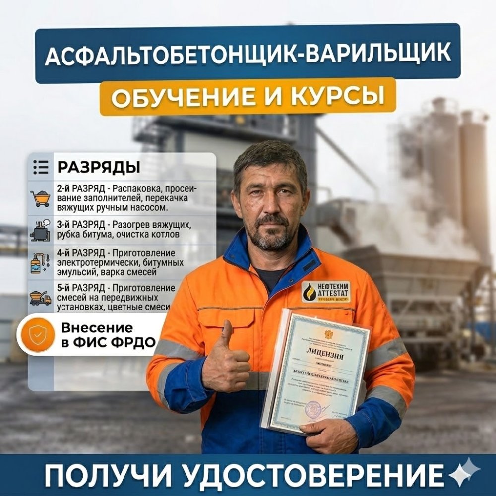 Получи удостоверение асфальтобетонщика-варильщика в Новокузнецке
