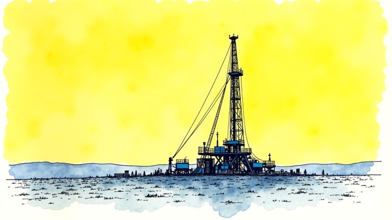 Работа буровой установки на месторождении нефти и газа