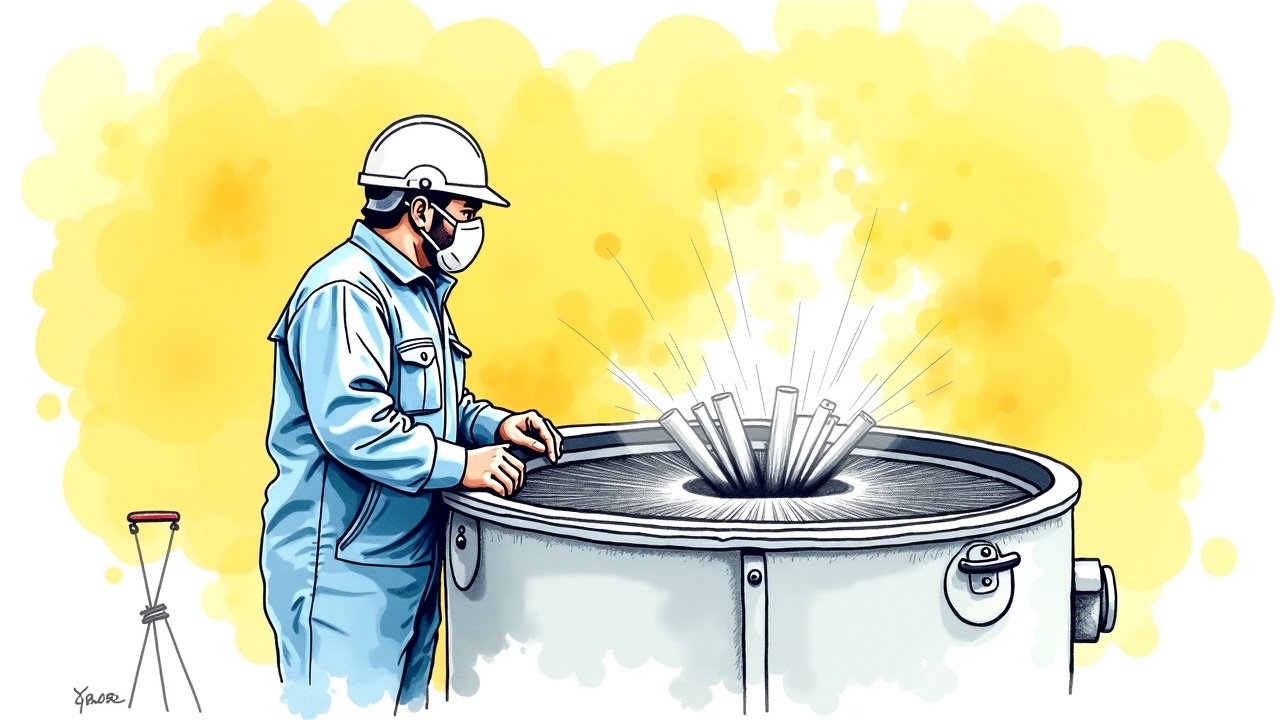 Варщик кабельной массы контролирует процесс варки изоляционного состава в цехе