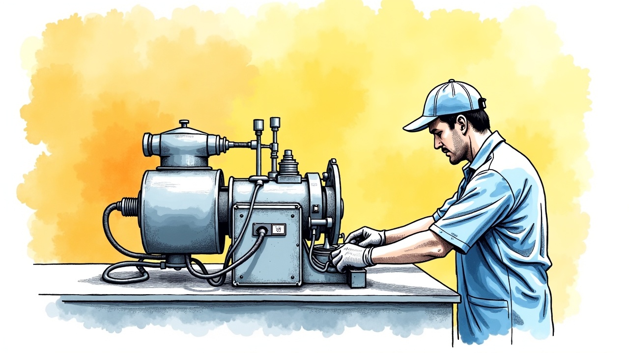 Вальцовщик косметической массы настраивает вальцы для смешивания ингредиентов